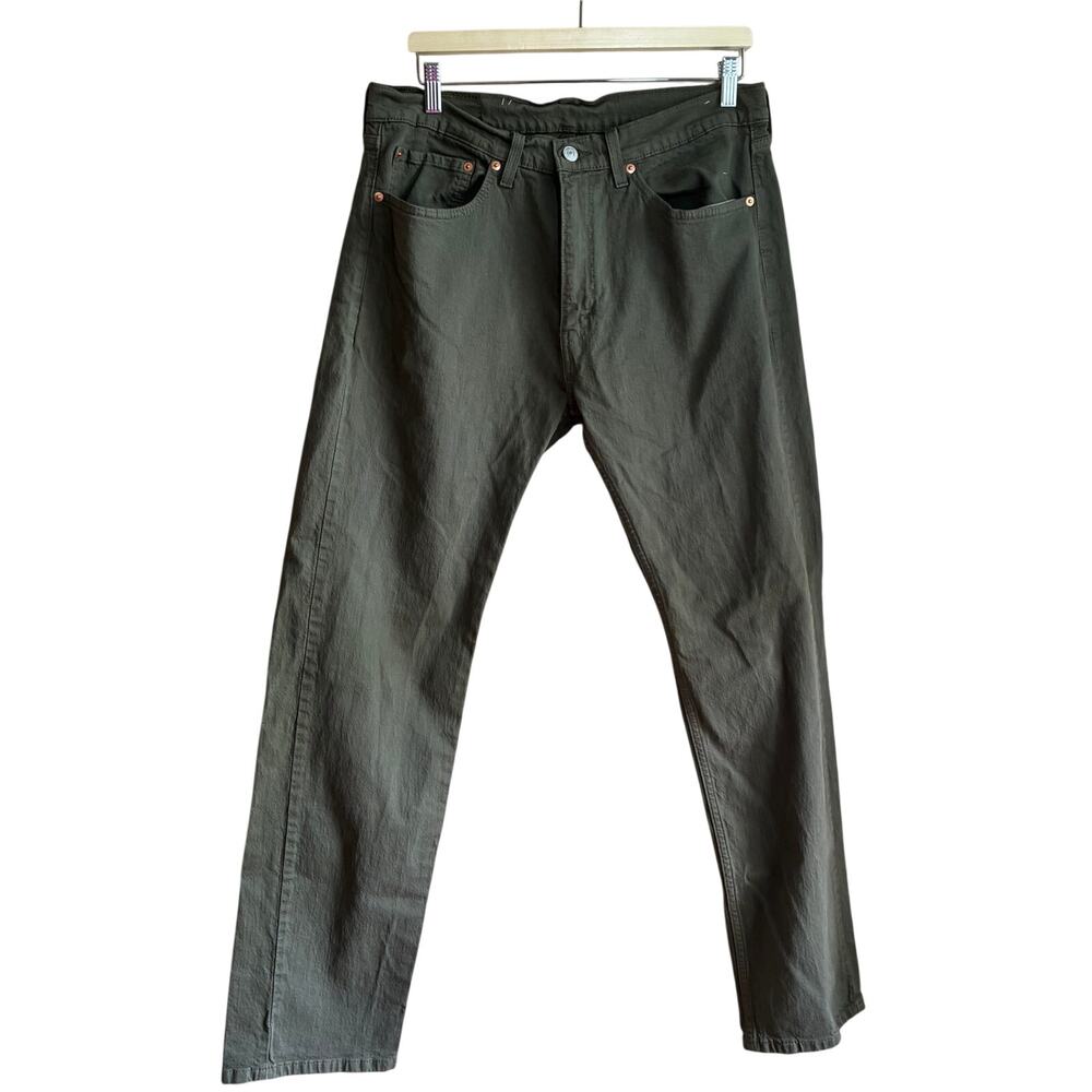 LEVIS 505 regular fit jeans straight leg olive green men's size 34 X 32 denim